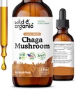 Άγρια & οργανική απόχρωση μανιταριών Chaga - Ανοσοποιητική υποστήριξη με υγρό εκχύλισμα μανιταριών Chaga - συμπλήρωμα Dropψεων ανοσίας - Vegan, ζάχαρη & αλκοόλ-ελεύθερο - 2 fl oz