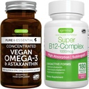 Vegan Omega-3 + Super B12-Complex 1000 Live Vegan Sche, Sustainable EPA & DHA Algae Oil 1340 mg + High Abxia Sublingual Vitamin B12 With Metilcobalamin, Adenosylcobalamin & Hydroxocobalamin, by I