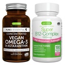 Vegan Omega-3 + Super B12-Complex 1000mcg Vegan Bundle, Sustainable EPA & DHA Algae Oil 1340mg + Υψηλή Απορρόφηση Υπογλώσσια Βιταμίνη B12 Με Μεθυλοκοβαλαμίνη, Αδενοσυλοκοβαλαμίνη & Υδροξοκοβαλαμίνη, από I