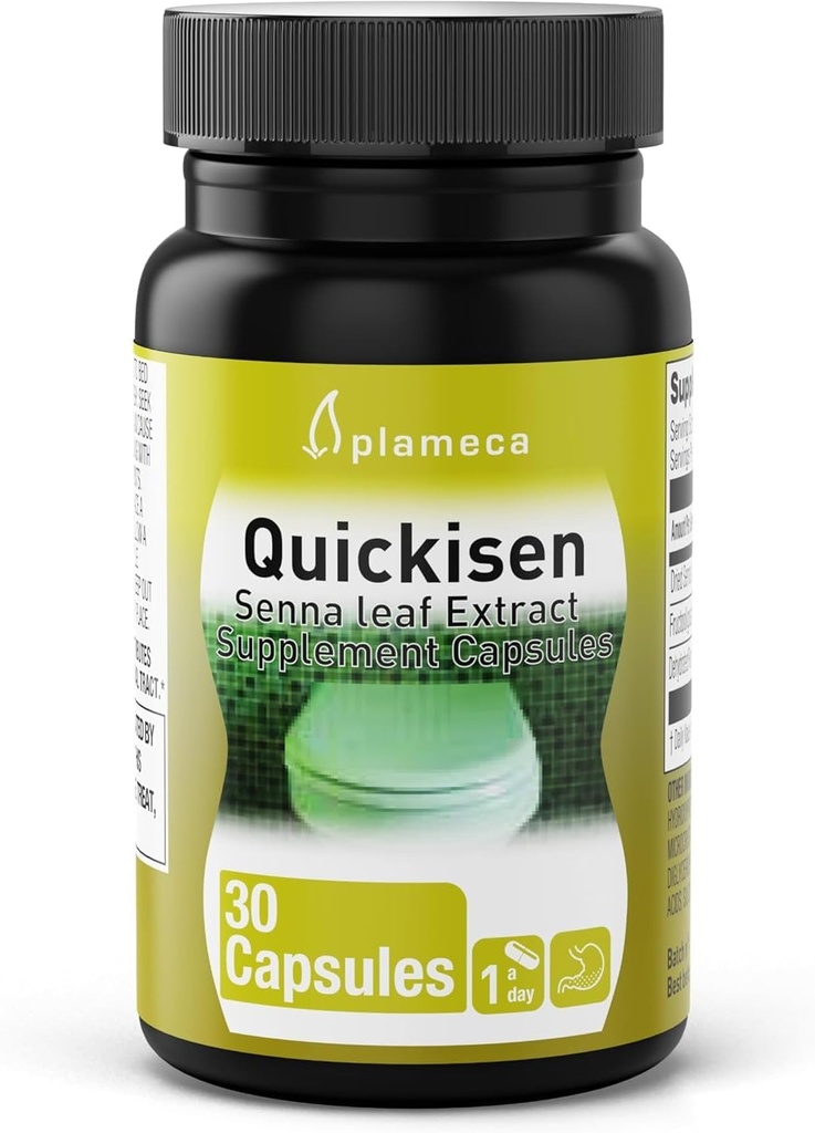 Plameca Quickisen Laxative Κάψουλες, Ανακούφιση από την περιστασιακή δυσκοιλιότητα, φυσικό εκχύλισμα Senna, Υποστηρίζει την εντερική υγεία, συμπλήρωμα διατροφής Γλουτένη-ελεύθερο και χωρίς γαλακτοκομικά, 30 κάψουλες