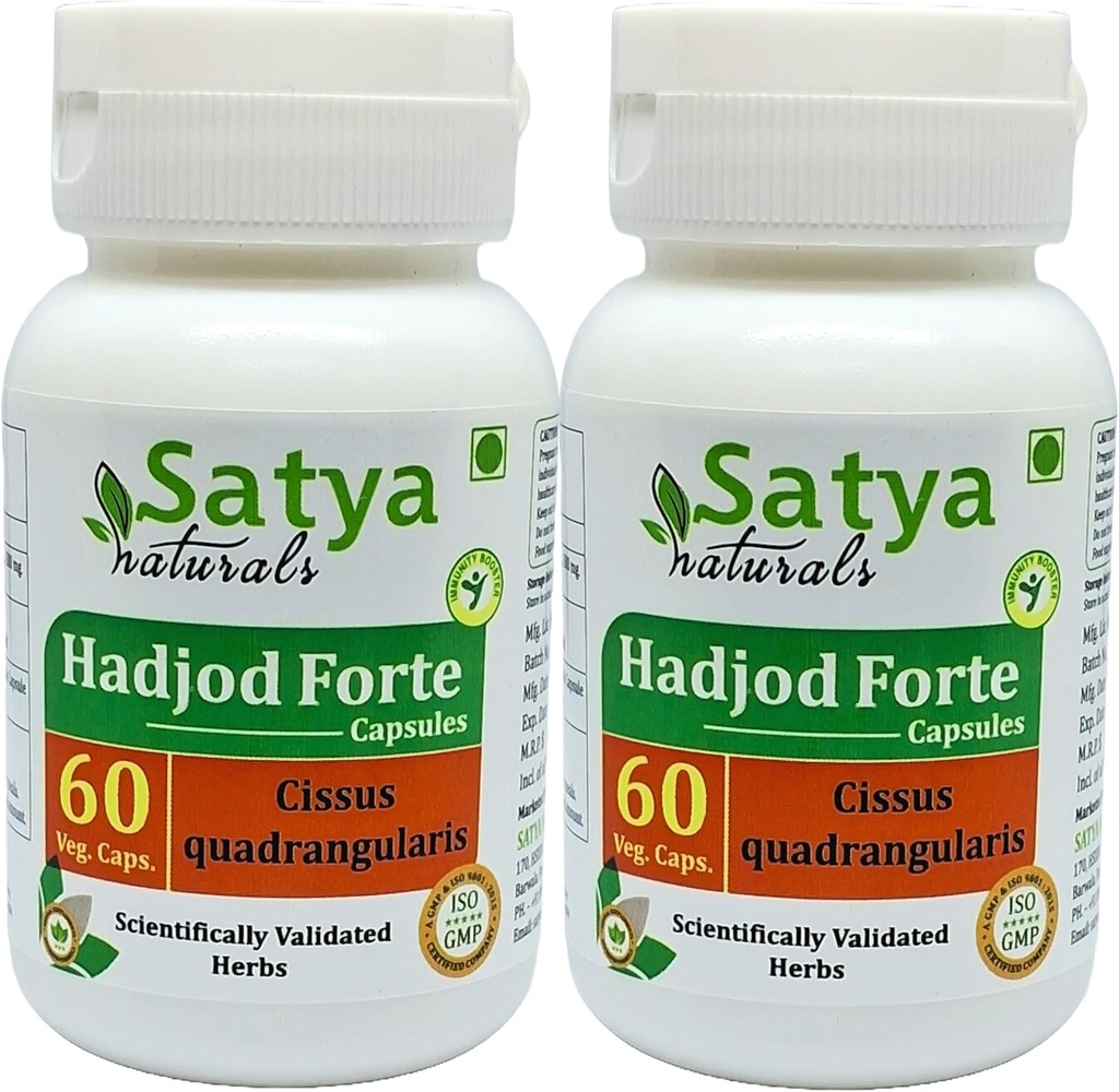 Ifjod Forte Capsules 500 mg. 60 Veg. Capsule | Hadjod (Cissus Quadrangularis) Erkekler ve kadınlar için Kapsüller | Ayurvedic Herbal Supplement / R kaçtılar | 10:1 Forte (2 Şişeler 60 Capsules)