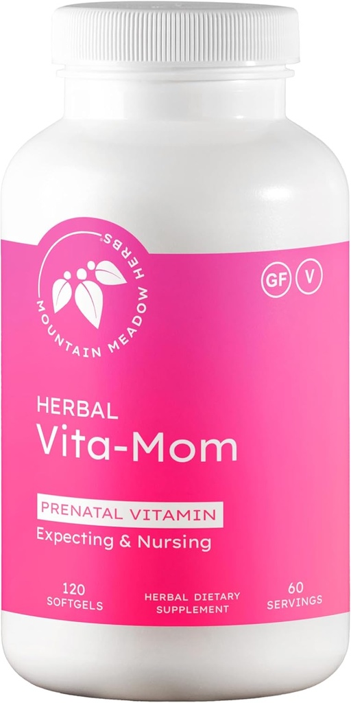 Mountain Meadow Herbs Vita-MOM Prenatal Vitaminleri - Folic Acid, Iron, Multivitamins & Organik Herbs - 120 Softgels (2-Month Supply)