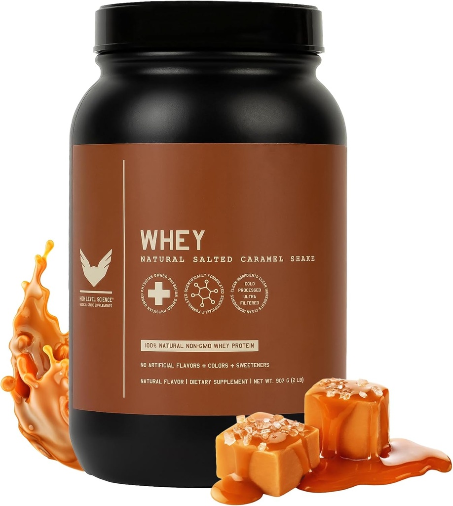 Yüksek Seviye Whey Protein Toz, Doğal Salted Caramel Shake, 24g Protein, 2 lb, Ultra-Filtered, Non-GMO, Stevia Sweetized, Digestive Enzymes, Gluten Free, No Yapay Katkılar, ABD'de Yapıldı