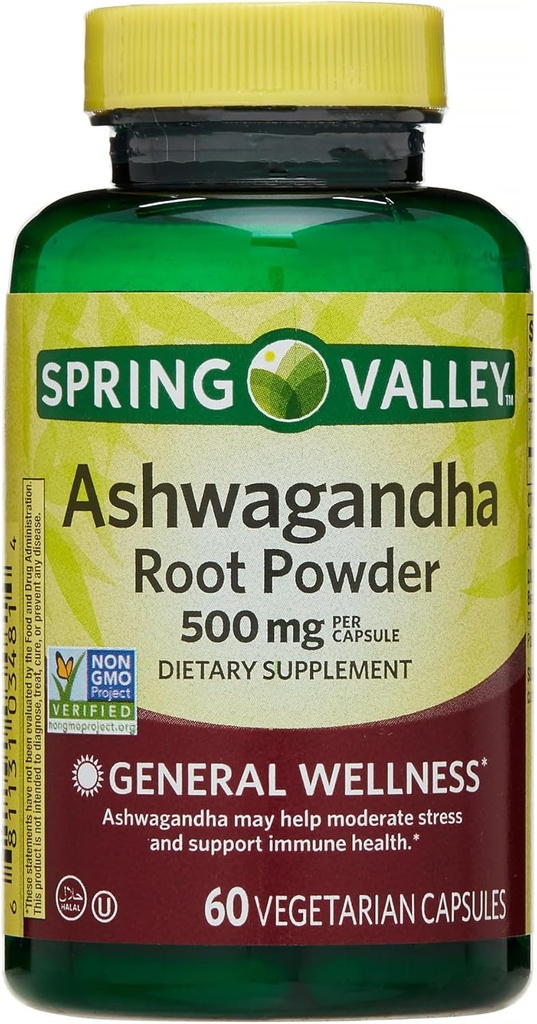 IKJ Ashwagandha Root Toz General Wellness Diyeter Supplement Vegetarian Capsules, 500 mg, 60 Count