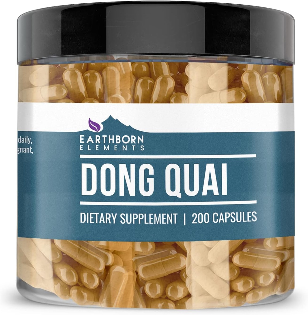Earthborn Elements Dong Quai 200 Capsules, Pure & Undiled, No Wordss