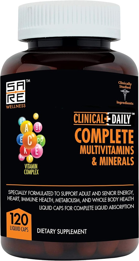Klinik Günlük Tüm Yiyecekleri Kadınlar ve Erkekler için Çokvitamin Tamamını Tamamladı - Sıvı Vitamin Aborpsiyon! 42 Superfood Meyveleri - Yaşlılığa Genç Yetişkin - 120 Sıvı Capsules