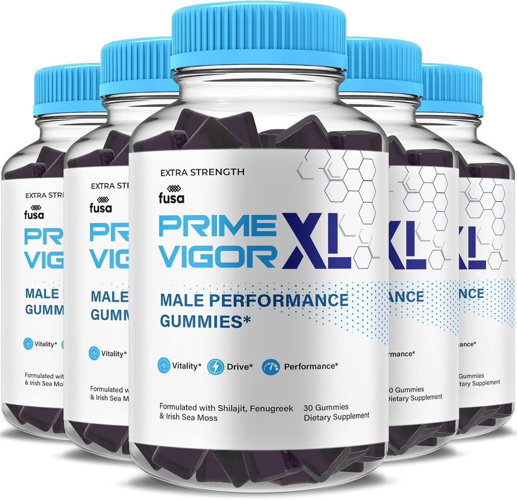 (5 Pack) Prime Vigor XL Gummies PrimeVigor XL Me Gummy Supplement, Prime Vigor Maximum Strength Advanced Shilajit Irish Sea Moss Fenugreek Gummies for Men Energy & Vitality Support (5 Ay Supply)