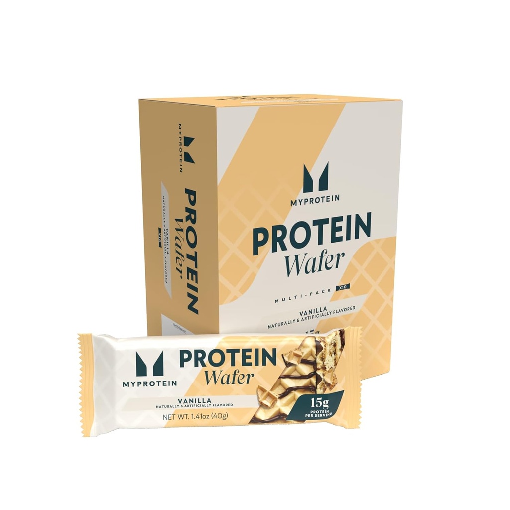 Protein protein Barlar, Crispy Protein Wafers, 15g High Protein Snacks, 10 Vanilla Wafers Packs, Milk & Whey Protein Isolate, Light & Crunchy