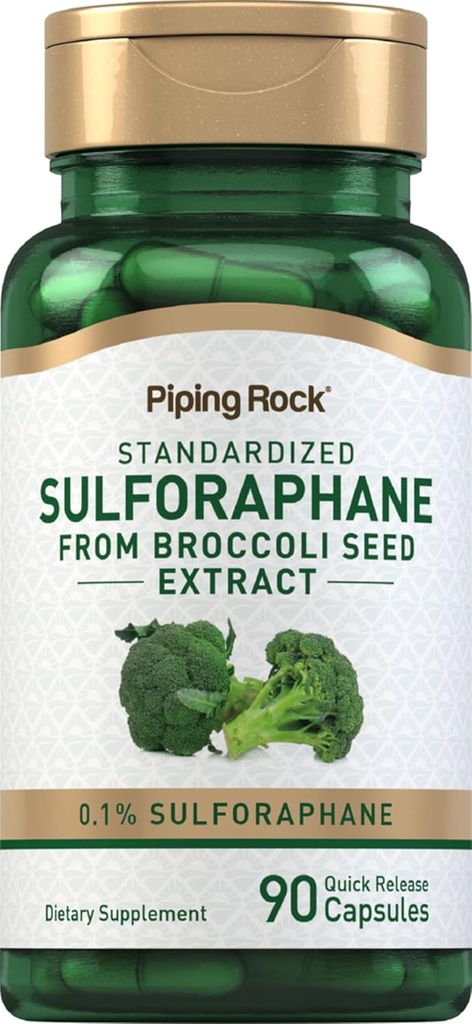 Piping Rock Sulforaphane Supplement Capsules | 40006 | 90 Pills | Broccoli Tohum Ekstraksiyon | Non-GMO, Gluten Free