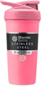 BlenderBottle Sport Insulated Stainless Steel Shaker Bottle with Wire Whisk, 24-Ounce, Pink – Protein Shakes & Hydration for Athletes & Fitness Enthusiasts, Easy Mixing, Keeps Drinks Cold, Lockable Lid