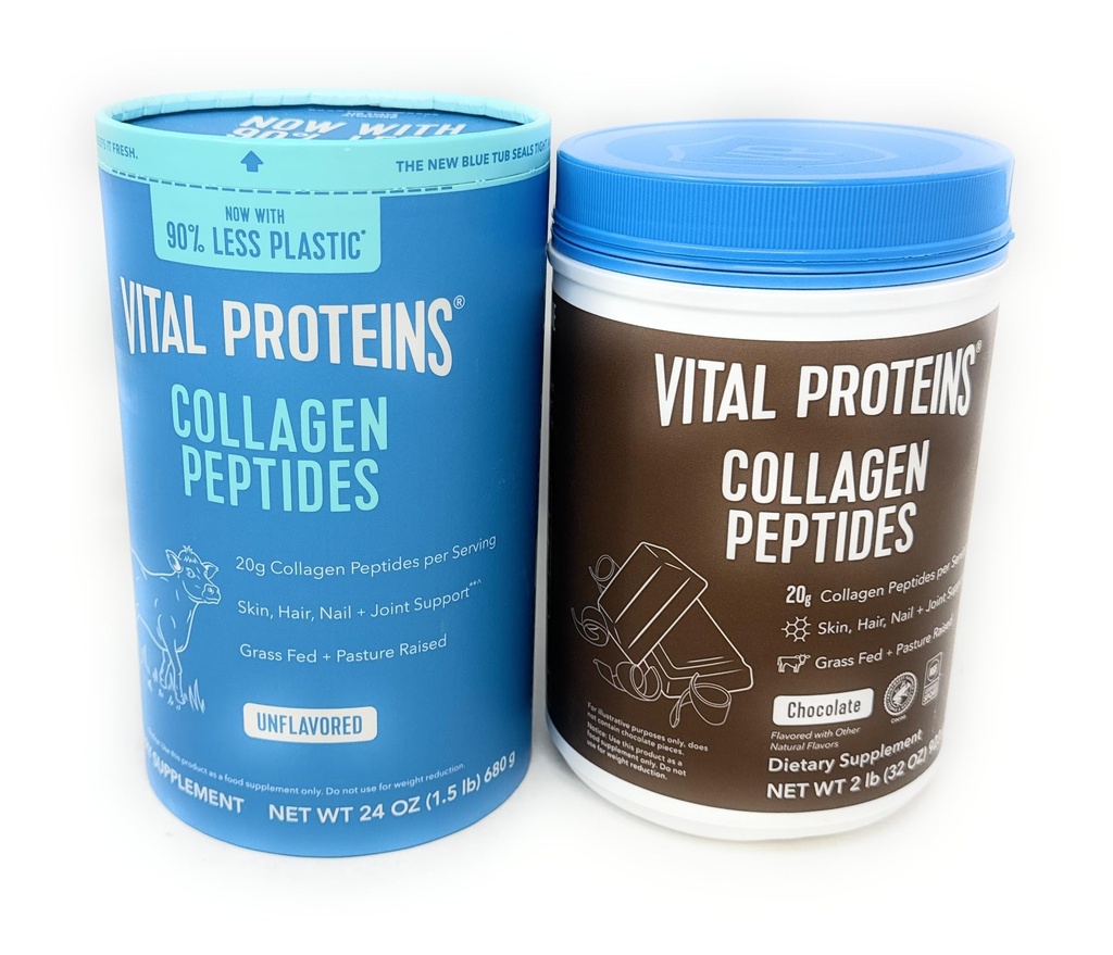 Vital Proteins Collagen Peptides Toz, Saçları, Nail, Skin, Bone ve Joint Health, UNFLAVORED 24OZ & Chocolate 32OZ (Variety)