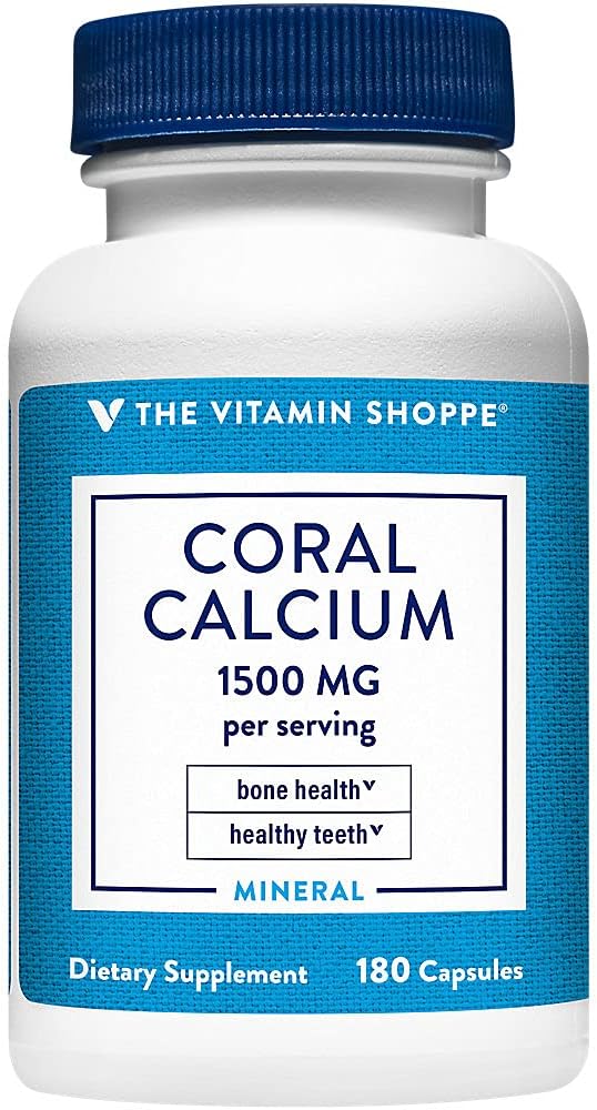The Vitamin Shoppe Coral Calcium 1.500MG - Eco Safe Source of Calcium, Magnesium & Trace Minerals to Support Healthy Bones and Teeth (180 Κάψουλες)