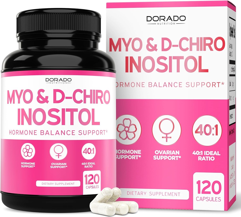 Kadınlar için Myo-Inositol & D-Chiro Inositol Supplement for Women (120 Capsules, 2050mg Per İdeal 40:1 Kadın için Myo Inositol) Hormon Dengesi - Üçüncü Parti Test Edildi, Vegan Güvenli & ABD