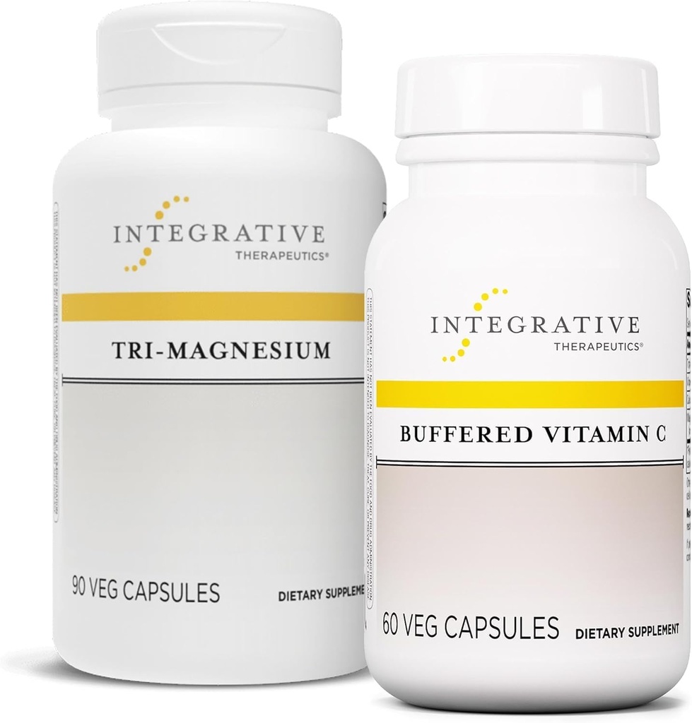 Allive Treatments Sche with Buffered Vitamin C 1000 mg, 60 Capsules & Tri-Magnesium, 90 Capsules - Buffered Vitamin C for Antioxy Support* - Tri-Magnesium for Heart & Bone Health*