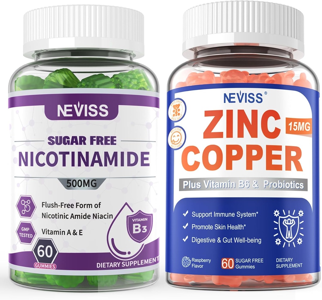 NEVISS Nicotinamid 500 mg Gummies + çinko Copper Gummies