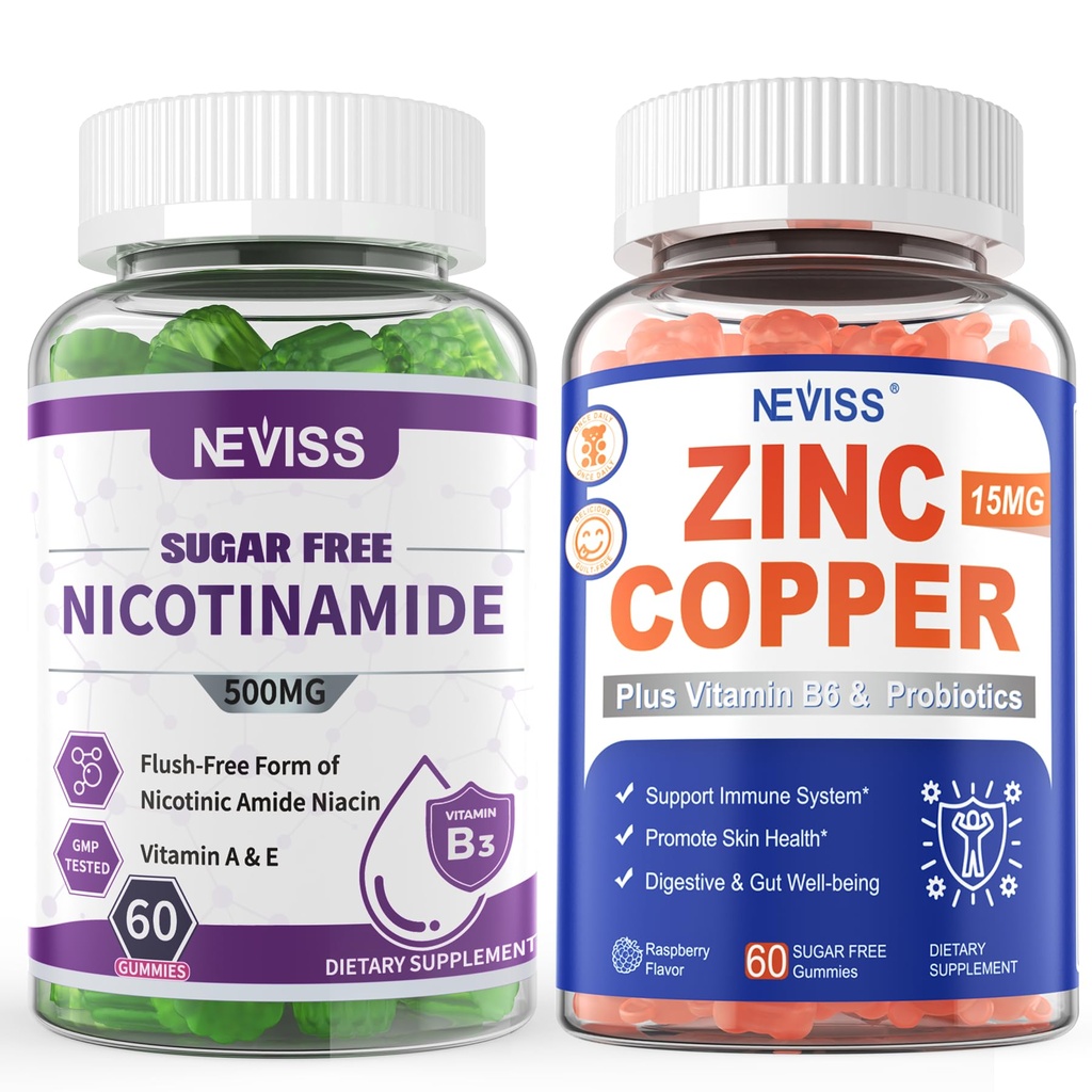 NEVISS Nicotinamid 500 mg Gummies + çinko Copper Gummies