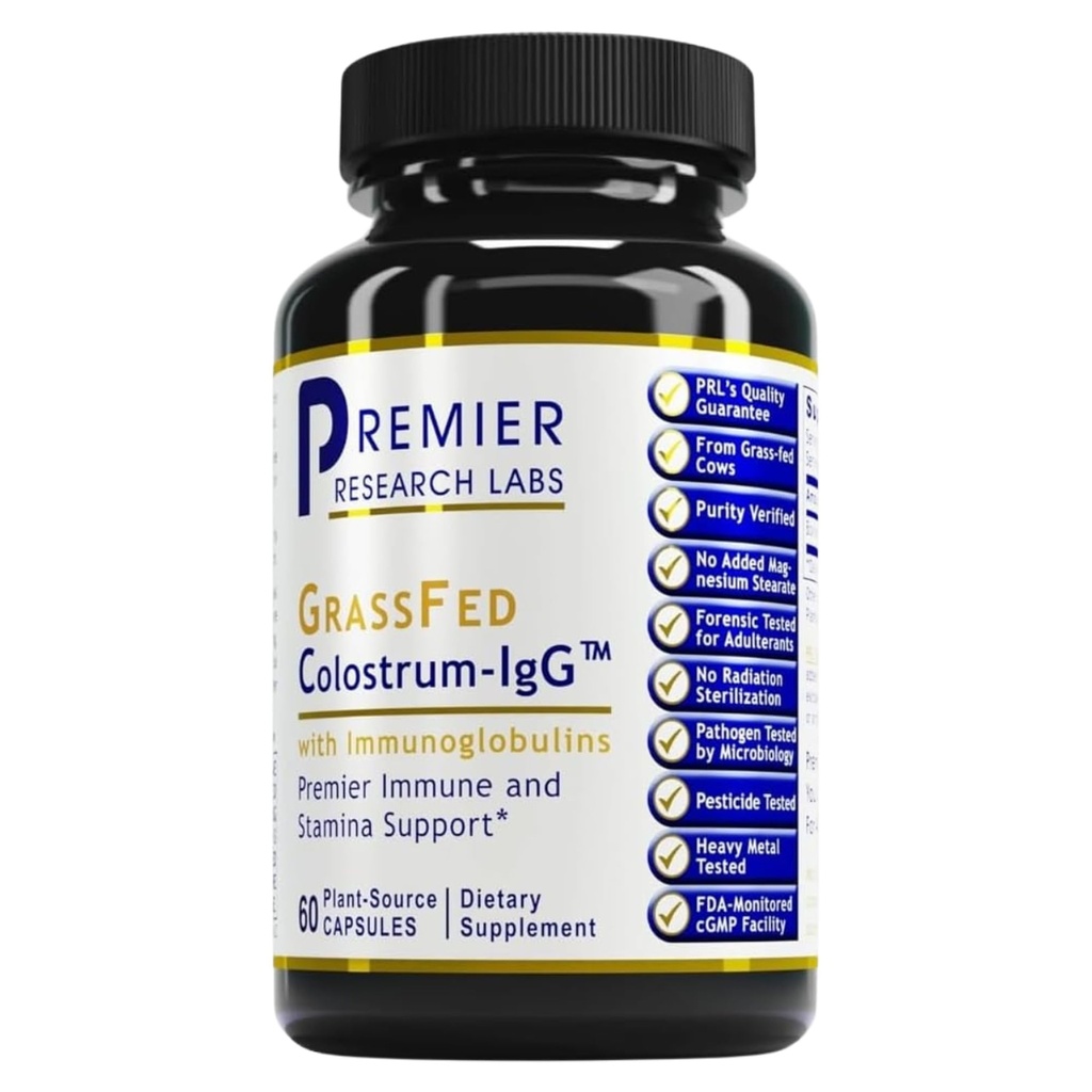 Premier Research Labs Colostrum-IgG - Colostrum Supplement, Bovine Colostrum for Immune Health, Superfood with Lactoferrin, Bolt Acids, Nucleotides - 60 Capsules