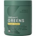 Sports Research® Organic Greens Superfood Toz w/Spirulina, Chlorella, Adaptogens, Enzymes, Probiyotiks & 8 VIT Bs for Gut & Mood Support* - Vegan, Sugar-Free & Low-Cal Pineapple Coconut 30 Hizmetler