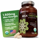 OmniBiotics Organic Milk Thistle Supplement 1500mg – 4X Συμπυκνωμένο εκχύλισμα με σιλιμαρίνη – Υψηλής Ικανότητας Ηπατική Απεξάρτηση & Υποστήριξη – 120 Κάψουλες Vegan