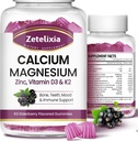 D3, Kalsiyum Gummies with Magnezyum Glycinate,Pyum,Vitamin D3 & K2, & Whole Natural Food for Bone & Immune Support- 120 Chewable Gummy Elder Flavor