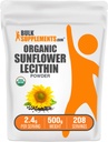 BulkSupplements.com Βιολογικό Ηλίανθος Λεκιθίνη σκόνη - Ηλίανθος Λεκιθίνη συμπλήρωμα, Συμπλήρωμα διατροφής, Βαθμός τροφίμων - Vegan & Gluten Free, 2,4g ανά Σερβίρισμα, 500g (1.1 lbs) (πακέτο των 1)