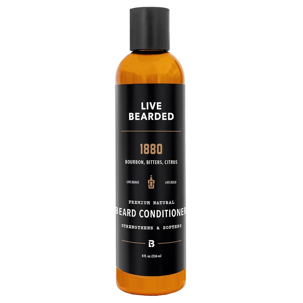 Live Bearded Beard Situationer, 8 fl oz - ABD'de Güçlü ve Yumuşak Yüz Saç - Biotin, Caffeine | 1880 Scent - Bourbon, Bitters, Citrus