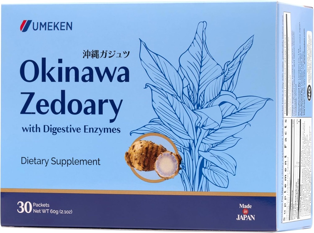 Umeken Okinawa Zedoary Mor ve White Turmeric with Fermented Cabbage Extract, Gut Health Supplements for Women and Men, Zedoary Root, Turmeric Supplement, 6 Packets (30 Count, Pack of 1)