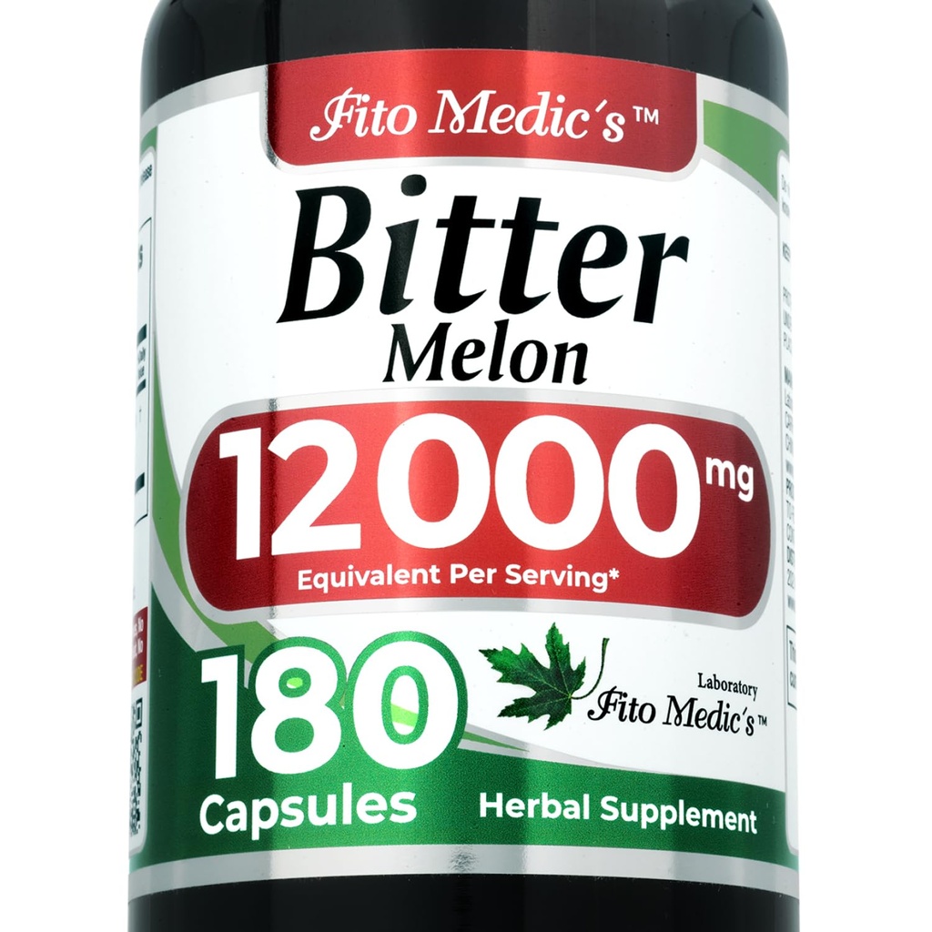 FITO MEDIC'S Lab | Bitter Melon Extract 600 mg (20:1 Yoğunluk) 3Capsule Hizmet | 12.000 mg Tüm Meyveden Türlü | 180