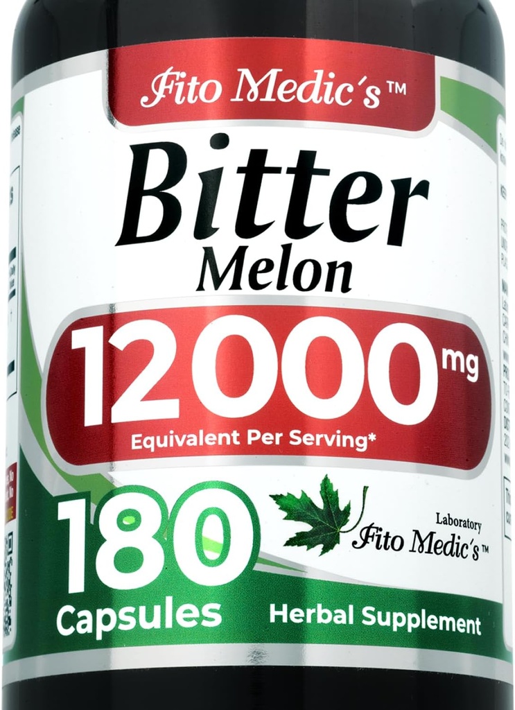 FITO MEDIC'S Lab | Bitter Melon Extract 600 mg (20:1 Yoğunluk) 3Capsule Hizmet | 12.000 mg Tüm Meyveden Türlü | 180