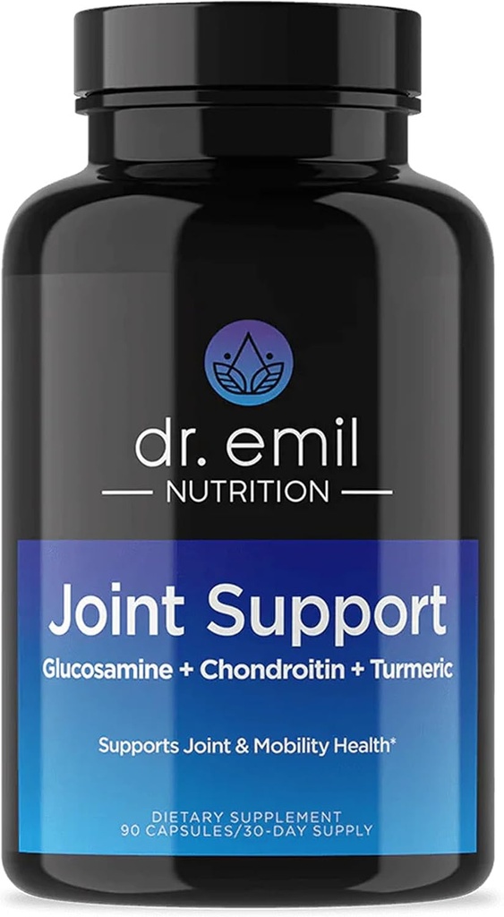 DR. EMIL NUTRITION Joint Aid Supplement - Glucosamine Chondroitin, MSM & Turmeric - Erkekler ve Kadınlar için Hareketlilik ve Engellilik Ortak Sağlık Tamamı * (60 Capsules)