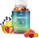 Canlı Synbiyotikler - Probiyotik & Prebiyotik Fiber Gummies - Yüksek Kuvvet Inulin (3g), Diyetsel Fiber Tamam, Çocuklar ve Yetişkinler için Digestive Support - Strawberry, Lemon, Blueberry Flavor (60Ct)