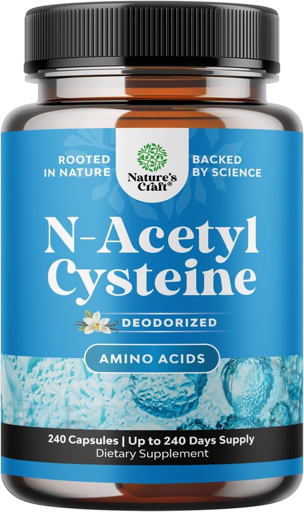 NAC Supplement N-Acetyl Cysteine 600 mg - Vegan Yüksek Absor Non-Smelly NAC 600 mg Capsules Glutathione Precursor for Liver Cleanse Detox & Repair Plus Lung Health and Immunity Support (240ct)