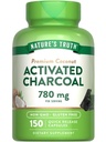 Nature's Truth Aktif Charcoal Capsules 780 mg | 150 Pills | Shells | Non-GMO & Gluten Free Supplement Supplement
