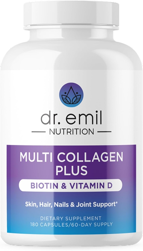 DR. EMIL NUTRITION Multi Collagen Peptides Plus Biotin ve Vitamin D | Biotin & Collagen Supplements | Saç Skin & Nails | Biotin Pills Saç Büyüme | 60 Hizmet