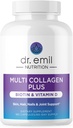 DR. EMIL NUTRITION Multi Collagen Peptides Plus Biotin ve Vitamin D | Biotin & Collagen Supplements | Saç Skin & Nails | Biotin Pills Saç Büyüme | 60 Hizmet