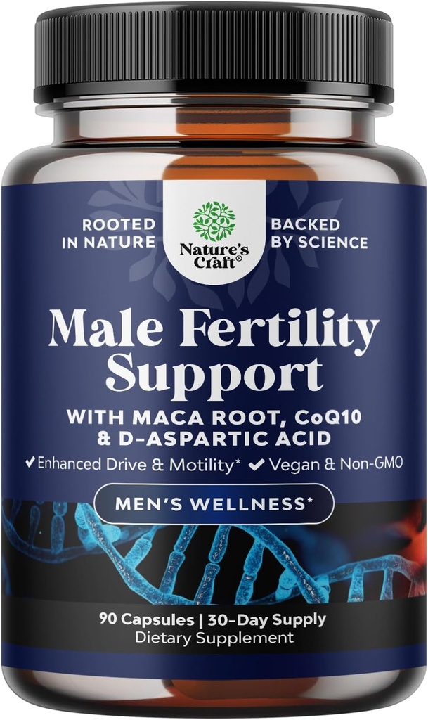 Pre Conception Male Ferttitude Supplement - Semen Volume ATM with CoQ10, Maca Root, Metil Folate & D-Aspartic Acid - Mens Ferttitude Supplement for Sperm Motness - Conception for Him, 90 Count