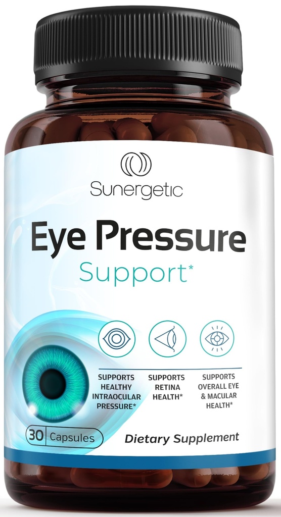 Sunergetic Premium Eye Printing Support Supplement - Eye Pressure Supplement with Saffron, Lutein, Zeaxanthin, Bilberry & Pine Bark - Supports Ocular Health & General Vision - 30 Count