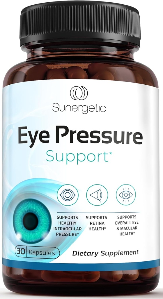 Sunergetic Premium Eye Printing Support Supplement - Eye Pressure Supplement with Saffron, Lutein, Zeaxanthin, Bilberry & Pine Bark - Supports Ocular Health & General Vision - 30 Count