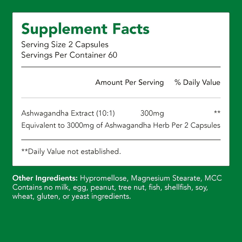 Organik Ashwagandha Supplements | 150 mg of Extract = Herb (1 Şişe-120 Capsules-2mo Supply) | Destekler Stres Yardımı, Immune Health, & Energy | Non-GMO & Gluten Free