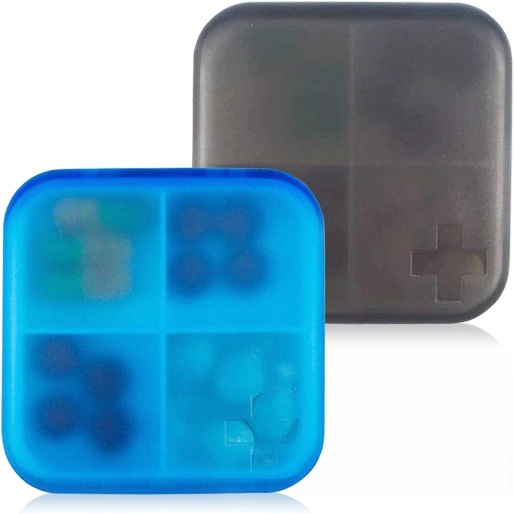 2 Pack Portable Travel Pill Organizer Θήκη για Pocket ή Purse Χαριτωμένο Μικρό κουτί ημερήσιων χαπιών BPA Δωρεάν Πλαστική Ιατρική Δοχείο κατόχου βιταμίνης (4 διαμερίσματα)