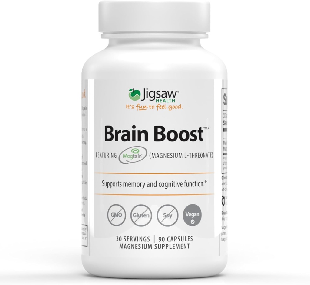 Jigsaw Health Brain Boost | Supports Memory and Cognitive Function Magnezyum | L-Threonate | 90 Capsules | 30 Hizmet