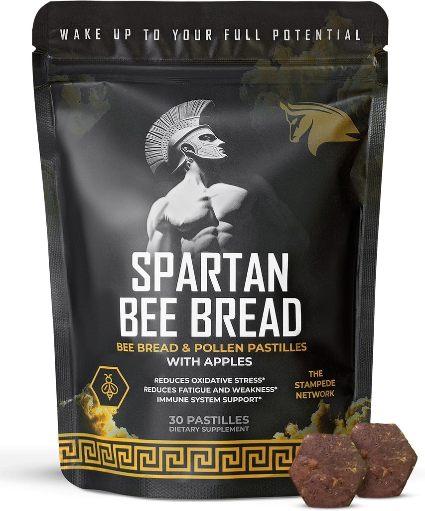Spartan Bee Bread Chewables – Bee Bread Raw Organic Natural Multivitamin with Bee Pollen, Propolis & Royal Jelly | Enerji için Fermented, Vitality, Recovery & Immunity | Non-GMO, Hiçbir Şey