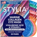 Stylia Collagen & Vitamin C Under Eye Patches for Puffy Eyes & Dark Circles - Depuffing, Hydrating & Companying Under Eye Mask with Hyaluronic Acid - Vegan, Cruelty-Free Skincare (30 Pairs)