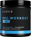 Kaged Sport Pre Workout Toz for Men & Women, Blue Razz, Sport sertifikalı, 188 mg Caffeine, Nitrik Oksit Supplement, Beta Alanine for Energy, Kilolifting, Cardio Endurance & Strength, 20 Servisler