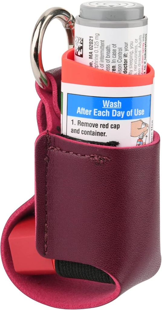 Beautyflier Asthma Inhaler Holder, Ανθεκτικό Microfiber Δέρμα Ταξίδι Χάντι Inhaler Keychain Holder για παιδιά και ενήλικες, Inhaler Δεν περιλαμβάνονται (κόκκινο)