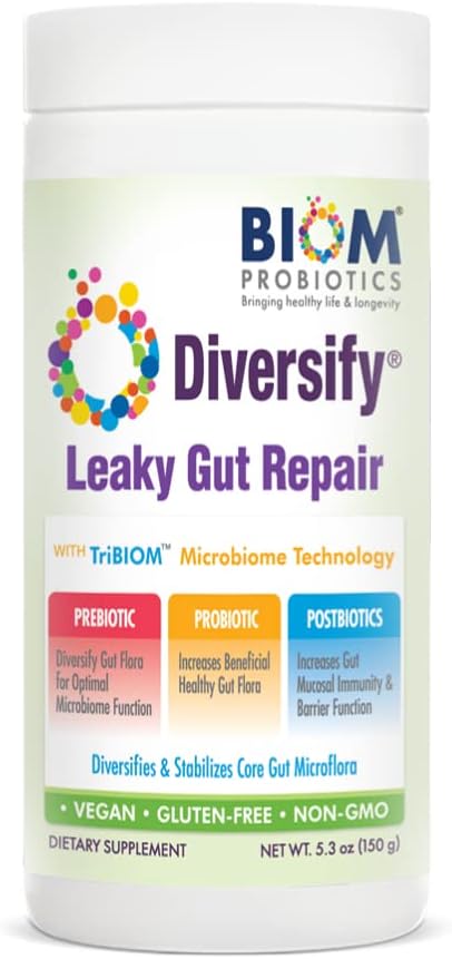 Diversify® Total Gut Health Ανθρώπινο Γάλα Ολιγοσακχαρίτες με προβιοτικά + Ανθεκτικό Άμυλο. Ακρίβεια Probiotic Formula για να βοηθήσει με Leaky Gut. Vegan, χωρίς γλουτένη GMO (1 μονάδα)