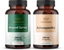 HERBAMAMA Broccoli Sprout ve Ashwagandha Root Kit - 1000 mg Broccoli Sprout & 1500 mg Ashwagandha Capsules - Vegan, Non-GMO, Sugar & Gelatin-Free - 2 Pack