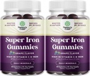 Kadınlar ve Erkekler için Ekstra Güçlü Demir Gummies - Engelli Kadınlar ve Erkekler için Chewable Iron Supplement Için 45 mg - Vegan Daily Gummy Yetişkinler (60 Hizmet)