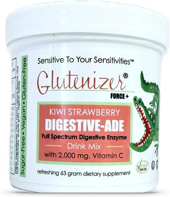 Sufficient C - Glutenizer Force Plus Kiwi-Strawberry Digestive-Ade İçecek Mix - Doğal olarak Etkili, Premium, Full Spectrum Enzyme 2000 mg ile.