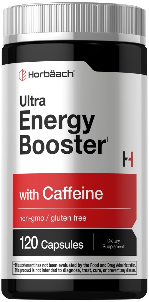 Horbäach Energy Supplement | 120 Capsules | Caffeine, BTC & Vitamin B12 | Günlük Enerji ATM Pilleri | Non-GMO, Gluten Free